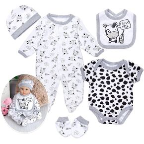 Reborn Baby Doll Clothes for 17-22 Inch Reborn Dolls Baby Clothing Cute Cow 5pcs Clothes Accessories