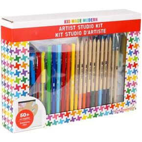 Kid Made Modern Artist Studio Kit & Travel Art Supplies Set for Ages 5 6 7 8 9 10 11 12+ w/Paper Pads, Colored Pencils, Markers, Watercolor & 50+ Pcs