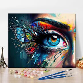Paint by Numbers for Adults Acrylic Eye by Number Carp Paint by Number Kits Colorful Butterflies Paint by Numbers for Adults Beginner Abstract Artwork Wall Decor Oil Painting, 16"x 20" Unframed