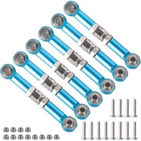 Adjustable Aluminum Steering Linkage, Servo Link Pull Rod Turnbuckle, Turnbuckle Rod for WLtoys A959 A969 A979 1/18th RC Car Upgrade Parts (Pack of 6, Blue)