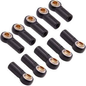 10PCS Universal Aluminum Link Rod End M3 Ball Joint Head Compatible with 1/10 Tamiya HSP traxxas Axial SCX10 Redcat RC Car Truck Buggy Crawler (Black)