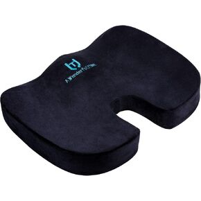 Gel Enhanced Memory Foam Seat Cushion Butt Pillow for Office Chair,Car, Wheelchair- Tailbone -Back- Coccyx - Sciatica Pain Relief (Black)