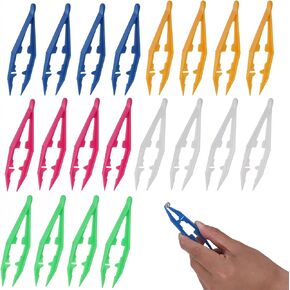 JJUNW 20 Pcs Plastic Tweezers Bead Tweezers, 4 Inch Craft Forceps Tools for Handmade DIY Creative Beading Projects, 5 Assorted Colors Jewelry Making Plastic Tweezers for Kids Adult