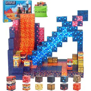 Build Mine Magnet World Magnetic Blocks, Volcano and Lava River Adventure Set for Kids Ages 4-12, Featuring Magnetic Building Cubes and Magnet Blocks, Perfect STEM Toys for Creative Play