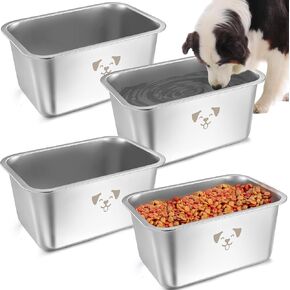 Sweetude 4 Pcs Stainless Steel Bowls for Large Dogs High Capacity Metal Dogs Food and Water Bowls for Big Pets(Black,2.64 Gallon)