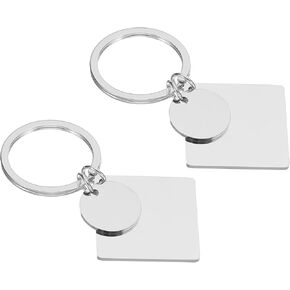 PATIKIL Metal Stamping Blanks, Metal Keychain Blanks Square Stamping Tags Blanks Stainless Steel DIY Round Name Tag