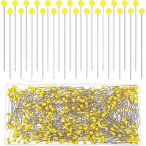 500 Pcs Sewing Pins Straight Pin for Fabric 1.73 Inch Yellow Glass Ball Head Quilting Pins Dressmaker Corsage Stick Pins for Sewing Crafts Jewelry Making DIY Craft Sewing Project Tools