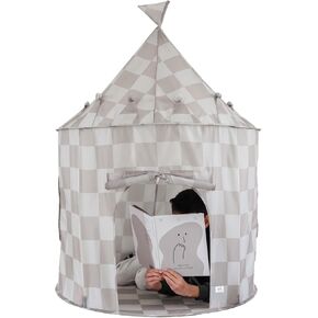 3 Sprouts Kids Play Tent - نسيج معاد تدويره مستدامة - مسرح فسيح للأطفال للألعاب الداخلية للأولاد والبنات - Fort Fort Up House للأطفال الصغار والأطفال الذين تتراوح أعمارهم بين 3-10 - لوحة المدسيم البيج