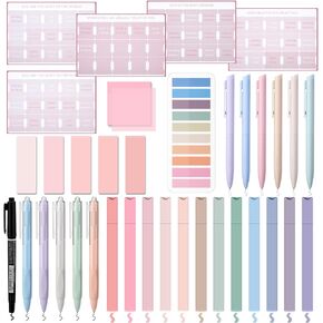 36 Pcs Pink Bible Journaling Kit with 12 Bible Highlighters No Bleed 11 Gel Pens 75 Laminated Bible Tabs 250 Sheets Annotating Sticky Tabs Bible Study Supplies Essentials for Office