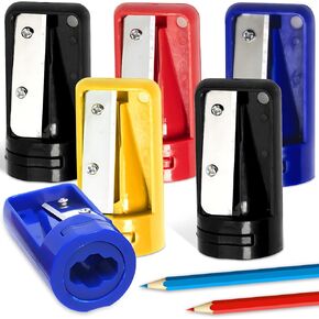 6 Pieces Carpenter Pencil Sharpener Manual Construction Pencil Sharpener Handheld Woodwork Pencil Cutter Portable Travel Pencil Sharpening Tool for Woodworking School Office, Random Colors