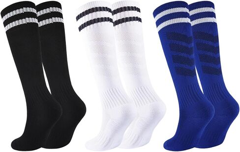 Kids Soccer Socks Boys Girls Football Socks Cushioned Athletic Socks Youth Baseball Socks Striped Knee High Socks in Saudi Arabia