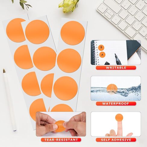 1.5 "ملصقات نقطة برتقالية مستديرة ملصقات ترميز اللون القابلة للإزالة ذاتيا لدائرة ساحة بيع المرآب علامات فينيل مقاوم للماء لمكتب الفصل الدراسي 500 PCS لكل لفة in Kuwait