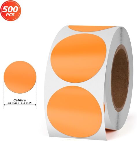1.5 "ملصقات نقطة برتقالية مستديرة ملصقات ترميز اللون القابلة للإزالة ذاتيا لدائرة ساحة بيع المرآب علامات فينيل مقاوم للماء لمكتب الفصل الدراسي 500 PCS لكل لفة in Kuwait