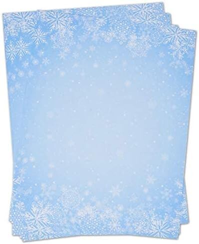 هدية بوتيك - عيد الميلاد الثلج الثلج قرطاسية ورقة الرأسية 100 حزمة العطلة تصميم رقاقات الثلج الشتاء لكتابة رسائل ، وملاحظات ، ودعوة الزفاف ، واللوازم المكتبية 8.5 "× 11" in Kuwait