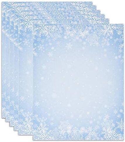 هدية بوتيك - عيد الميلاد الثلج الثلج قرطاسية ورقة الرأسية 100 حزمة العطلة تصميم رقاقات الثلج الشتاء لكتابة رسائل ، وملاحظات ، ودعوة الزفاف ، واللوازم المكتبية 8.5 "× 11" in Kuwait