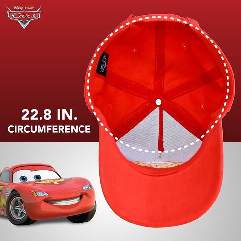 Disney Pixar Cars Baseball Cap, Lightning McQueen Kids Cotton Adjustable Hook and Loop Closure Hat with Flat Brim, Red, One Size in Saudi Arabia