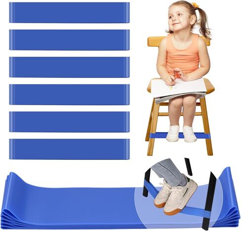 6 Pack Chair Bands for Kids with Fidgety Feet, ADHD Tools for Kids, Sensory Bands for Classroom Home Chairs, Fidget Bands for Flexible Seating, Blue in Saudi Arabia