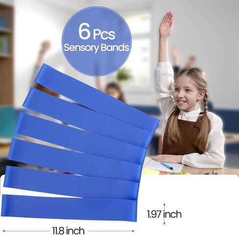 6 Pack Chair Bands for Kids with Fidgety Feet, ADHD Tools for Kids, Sensory Bands for Classroom Home Chairs, Fidget Bands for Flexible Seating, Blue in Saudi Arabia