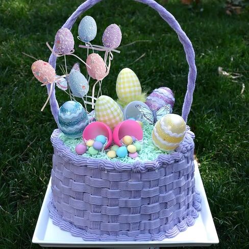 12 Pcs Foam Easter Egg Picks Decorative Sticks Colorful Egg Creative Floral Arrangement Eggs Twig Picks Centerpiece Cake Vase Decoration for Easter Birthday Home Holiday Party Supplies in Saudi Arabia