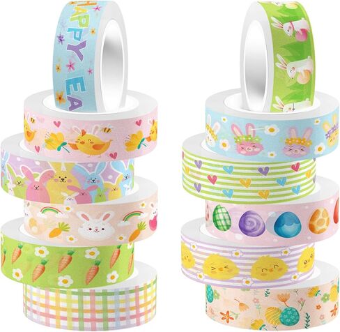 12 Roll Easter Day Washi Tape Plaids Gnome Rabbit Easter Egg Washi Tape 15mm Wide Holiday Decorative Masking Tape for Scrapbook Journal DIY Craft Gift Wrapping,16.4Ft Length in Saudi Arabia
