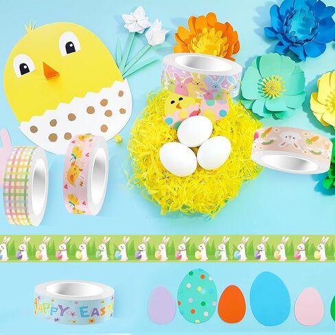 12 Roll Easter Day Washi Tape Plaids Gnome Rabbit Easter Egg Washi Tape 15mm Wide Holiday Decorative Masking Tape for Scrapbook Journal DIY Craft Gift Wrapping,16.4Ft Length in Saudi Arabia