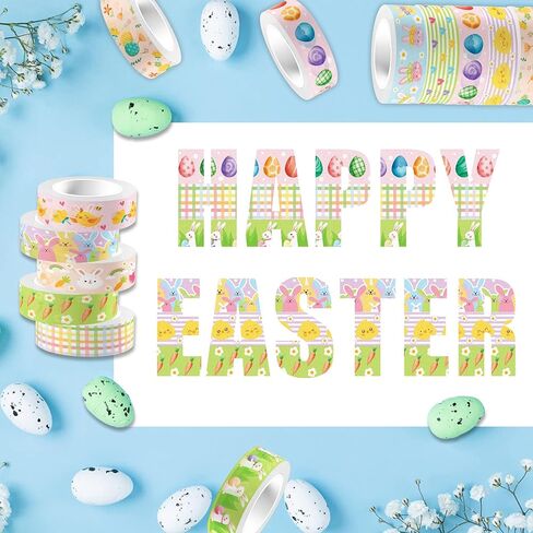 12 Roll Easter Day Washi Tape Plaids Gnome Rabbit Easter Egg Washi Tape 15mm Wide Holiday Decorative Masking Tape for Scrapbook Journal DIY Craft Gift Wrapping,16.4Ft Length in Saudi Arabia