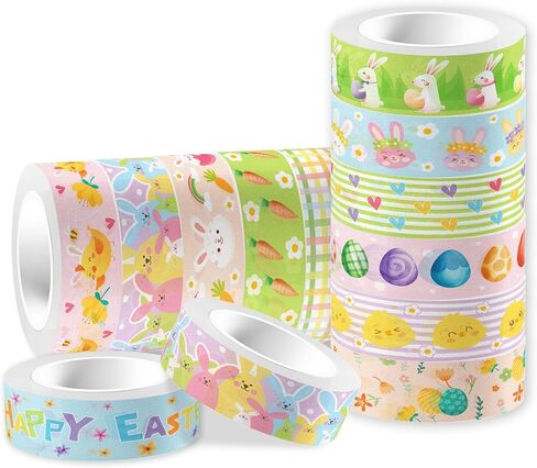 12 Roll Easter Day Washi Tape Plaids Gnome Rabbit Easter Egg Washi Tape 15mm Wide Holiday Decorative Masking Tape for Scrapbook Journal DIY Craft Gift Wrapping,16.4Ft Length in Saudi Arabia