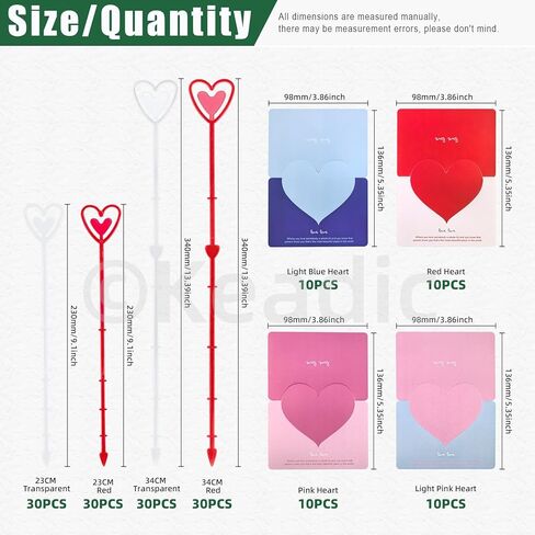 Keadic 160pcs 10 "و 13" حاملي بطاقات اختيار الأزهار مع مجموعة بطاقات المعايدة ، وعصي صورة زهرة على شكل قلب لترتيب باقة الزفاف ديكور عيد ميلاد in Kuwait