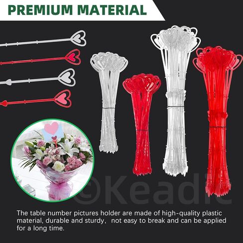 Keadic 160pcs 10 "و 13" حاملي بطاقات اختيار الأزهار مع مجموعة بطاقات المعايدة ، وعصي صورة زهرة على شكل قلب لترتيب باقة الزفاف ديكور عيد ميلاد in Kuwait