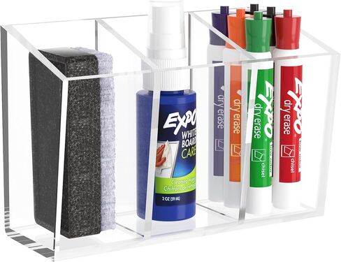 HBlife Magnetic Dry Erase Marker Holder with 2 Compartments - Storage Organizer for Whiteboards, Refrigerator, Lockers (2 Mounting Options Magnetic or Screw-On) in Saudi Arabia