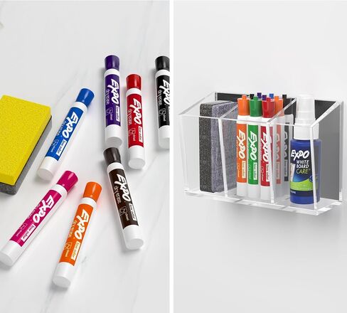 HBlife Magnetic Dry Erase Marker Holder with 2 Compartments - Storage Organizer for Whiteboards, Refrigerator, Lockers (2 Mounting Options Magnetic or Screw-On) in Saudi Arabia