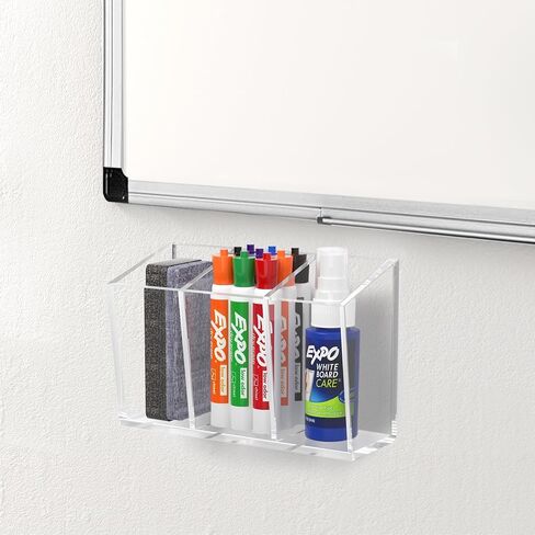 HBlife Magnetic Dry Erase Marker Holder with 2 Compartments - Storage Organizer for Whiteboards, Refrigerator, Lockers (2 Mounting Options Magnetic or Screw-On) in Saudi Arabia