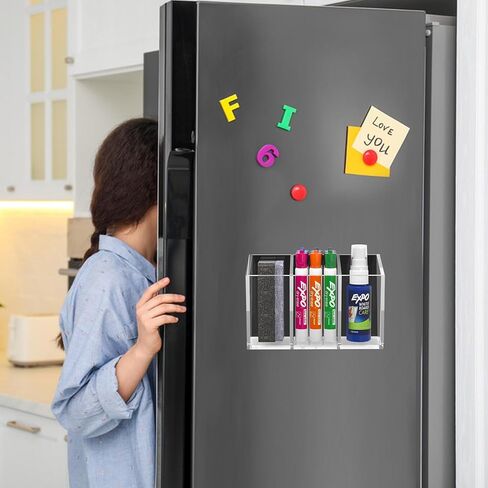 HBlife Magnetic Dry Erase Marker Holder with 2 Compartments - Storage Organizer for Whiteboards, Refrigerator, Lockers (2 Mounting Options Magnetic or Screw-On) in Saudi Arabia