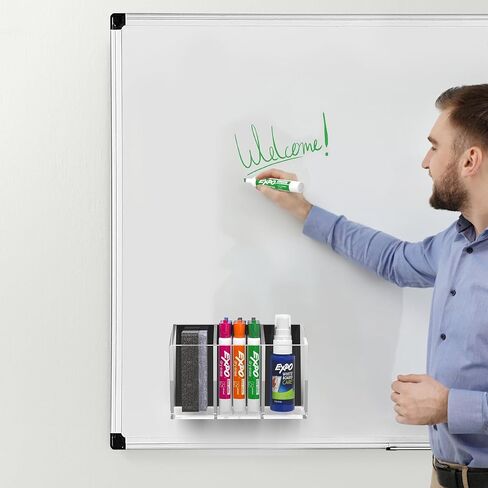 HBlife Magnetic Dry Erase Marker Holder with 2 Compartments - Storage Organizer for Whiteboards, Refrigerator, Lockers (2 Mounting Options Magnetic or Screw-On) in Saudi Arabia