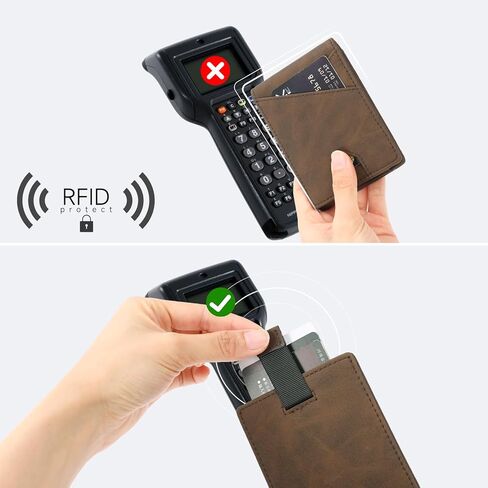 SENDEFN Slim Wallet for Men with Money Clip Wallet RFID Blocking Bifold Genuine Leather Minimalist Card Holder with ID Window in Kuwait