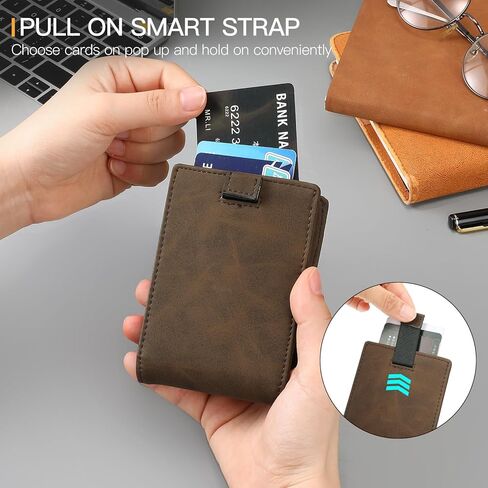 SENDEFN Slim Wallet for Men with Money Clip Wallet RFID Blocking Bifold Genuine Leather Minimalist Card Holder with ID Window in Kuwait