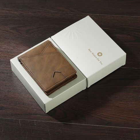 SENDEFN Slim Wallet for Men with Money Clip Wallet RFID Blocking Bifold Genuine Leather Minimalist Card Holder with ID Window in Kuwait