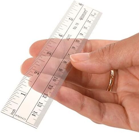 6 Inch Metric Ruler Flexible, Plastic Translucent Ruler, Measurement Tool With Imperial And Metric Scales, For Students And Professionals, Bundled With Suretails Paper Scissors - [Pack of 4] in Kuwait