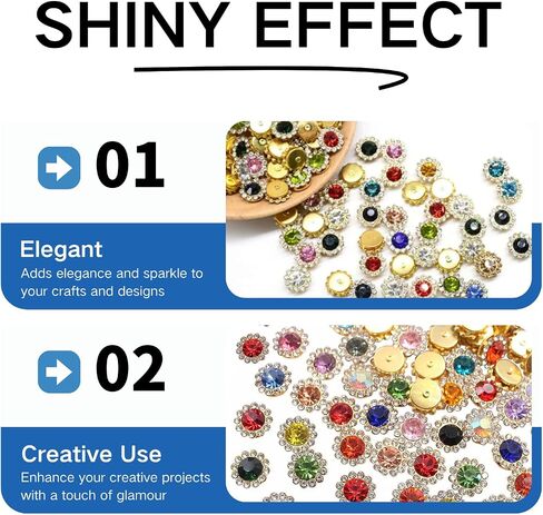 100Pcs 12MM Rhinestones for Crafting Crystal Rhinestones for Crafts Bulk Metal Flat Back Rhinestones for Clothes Rhinestones for Bedazzling (Assorted) in Saudi Arabia