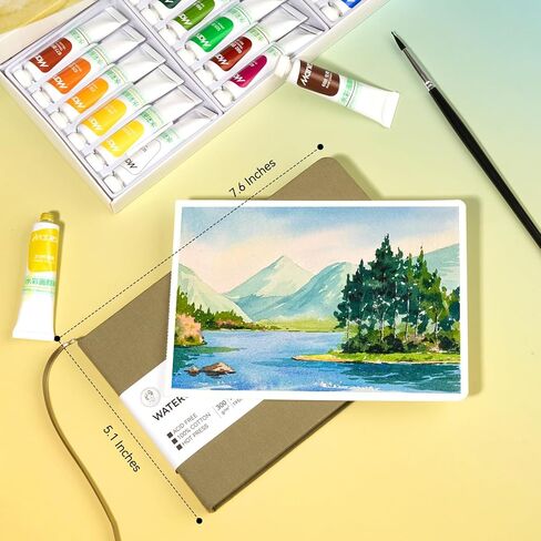 Lightwish Watercolor Sketchbook, 100% Cotton Cold Press Art Supplies Watercolor Paper Journal 7.6 * 5.1In, 2 Pack 40 Sheets (140lb/300gsm), Acid-Free for Watercolors, Gouache, Acrylics in Kuwait