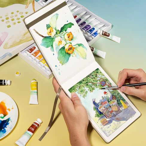 Lightwish Watercolor Sketchbook, 100% Cotton Cold Press Art Supplies Watercolor Paper Journal 7.6 * 5.1In, 2 Pack 40 Sheets (140lb/300gsm), Acid-Free for Watercolors, Gouache, Acrylics in Kuwait