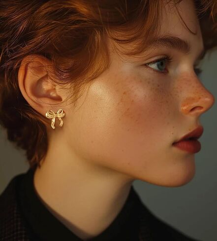 CAROVO Stud Earrings for Women Dainty Gold Hoop Earring 14K Gold Plated Cartilage Earring Sets Tiny Bow Butterfly CZ Stud Small Chunky Open Hoop Earrings Set Multiple Piercing for Women in Kuwait