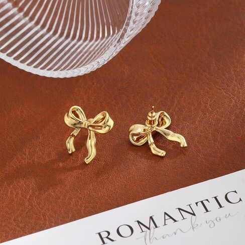 CAROVO Stud Earrings for Women Dainty Gold Hoop Earring 14K Gold Plated Cartilage Earring Sets Tiny Bow Butterfly CZ Stud Small Chunky Open Hoop Earrings Set Multiple Piercing for Women in Kuwait