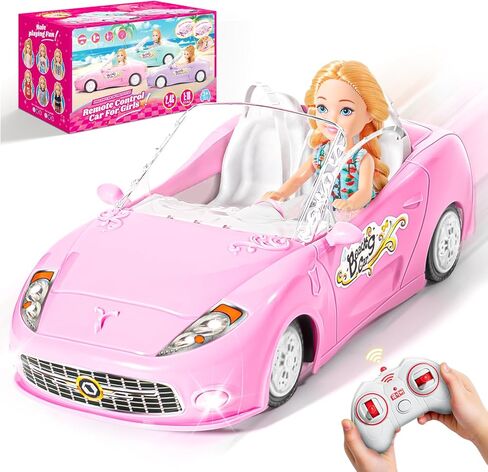 Pink Remote Control Car for Girls, 1:18 Scale RC Cars with LED Light, 2.4 GHZ Pink Truck Toy with 100 Min Long-Lasting Rechargeable Batteries, Gifts for Boys Girls Aged 4-7 in Saudi Arabia