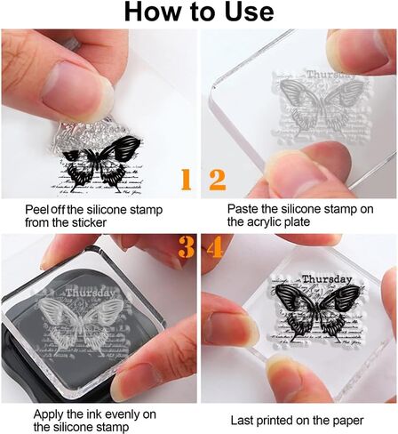 PH PandaHall Butterfly Clear Stamps, Vintage Week Label Silicone Stamp Transparent Seal Stamps Rubber Stamps for Paper Crafting Handmade Crafts Scrapbooking Supplies Crafts, 4.3x6.29inch in Saudi Arabia