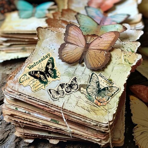 PH PandaHall Butterfly Clear Stamps, Vintage Week Label Silicone Stamp Transparent Seal Stamps Rubber Stamps for Paper Crafting Handmade Crafts Scrapbooking Supplies Crafts, 4.3x6.29inch in Saudi Arabia