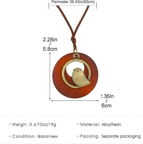 WCRAZYE Leather Cord Necklace for Women Handmade Boho Choker Necklace Long Bird Leather Pendant Bohemian Sweater Chain Neckalce Vintage Alloy Pendant Leather Rope Necklace Wooden Necklaces in Saudi Arabia