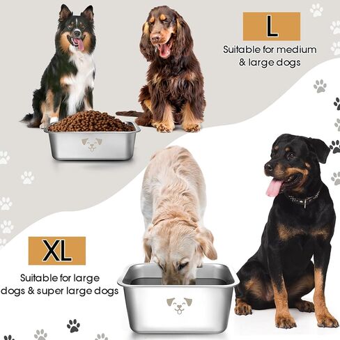 Sweetude 4 Pcs Stainless Steel Bowls for Large Dogs High Capacity Metal Dogs Food and Water Bowls for Big Pets(Black,2.64 Gallon) in Kuwait