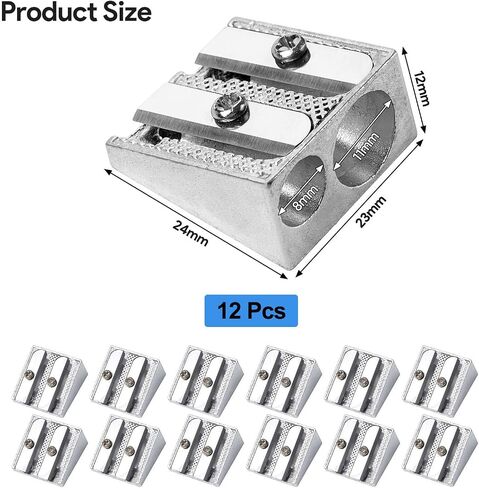 12pcs Sharpeners قلم رصاص مزدوج ثقب المعادن المراوغة يدويًا يدويًا مراوغًا مراوغًا مراوغًا مراوغًا من قبل أقلام الرصاص الملونة والجرافيت ، مناسبة للمنازل والمدارس والمكاتب واللوازم in Saudi Arabia
