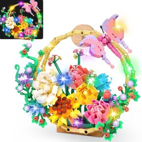 Flower Bouquet Building Set Sunflower Flower LED Light Botanical Collection Building Blocks for Adult Women and Kids Creative Toy Gift Christmas, Valentine Day, Birthday Party, Mother's Day